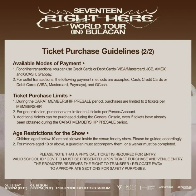 SEVENTEEN RIGHT HERE tour bulacan ticket purchase