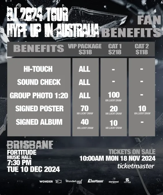 B.I Hype Up In Brisbane Australia 2024 Ticket Prices