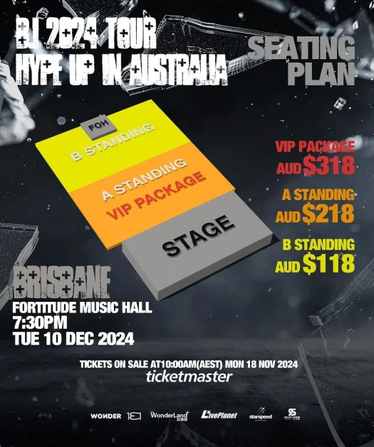 B.I Hype Up In Brisbane Australia 2024 seat plan