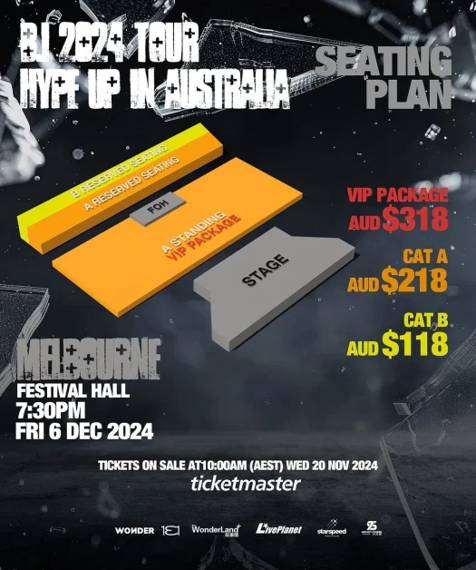 B.I Hype Up In Melbourne Australia 2024 Sear Plan