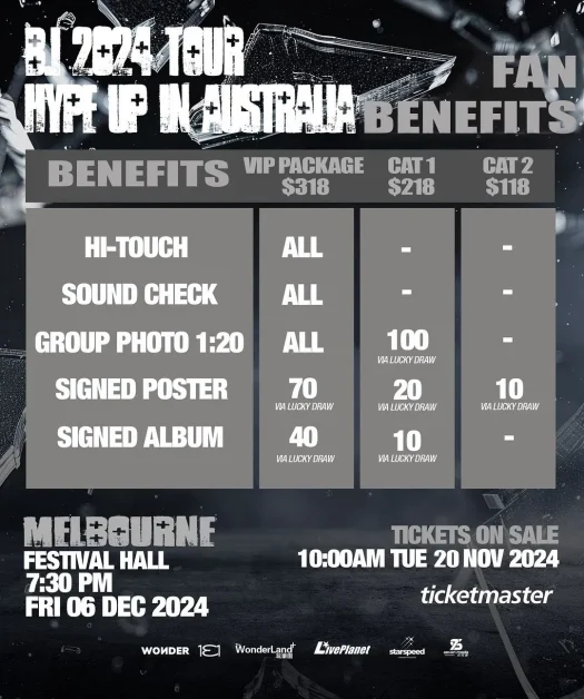 B.I Hype Up In Melbourne Australia 2024 Ticket Prices