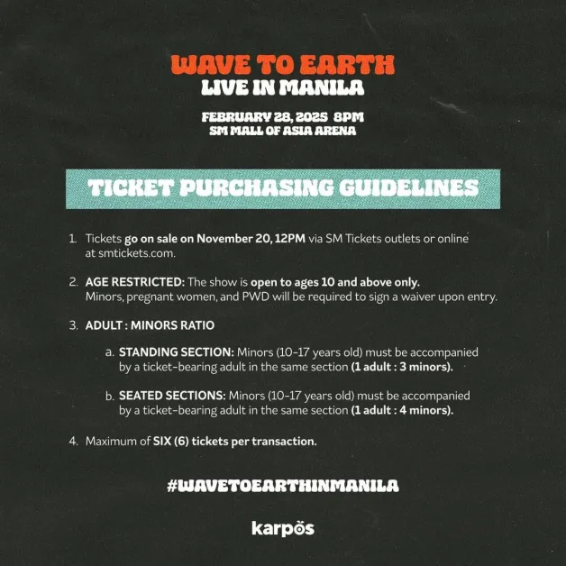 Wave to earth manila ticket prices guidelines