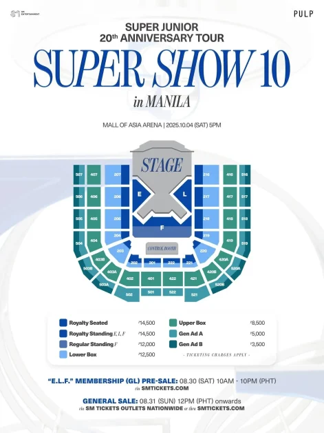 SUPER JUNIOR 20th Anniversary Super Show 10 in Manila seat plan