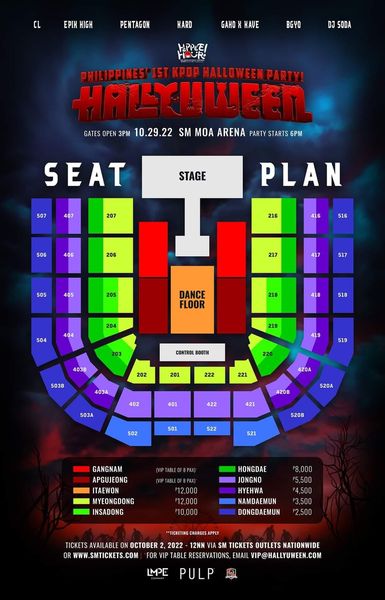 halyuween ticket price range seat plan