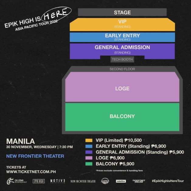 Epik High in Manila Seatplan ticket prices