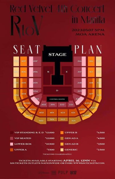 red velvet manila cocnert ticket prices