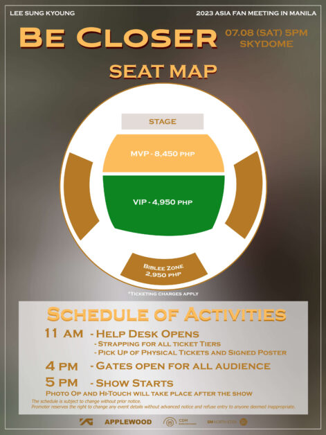 2023 LEE SUNG KYOUNG ASIA FAN MEETING IN MANILA seat plan