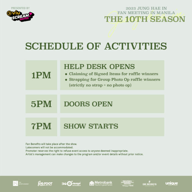 jung hae in sea manila fan meeting schedule of activities