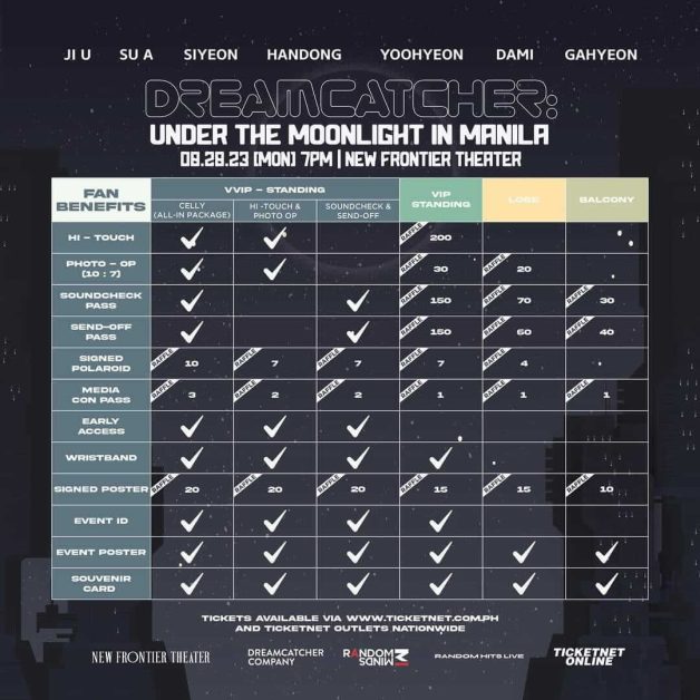 dreamcatcher manila concert ticket prices