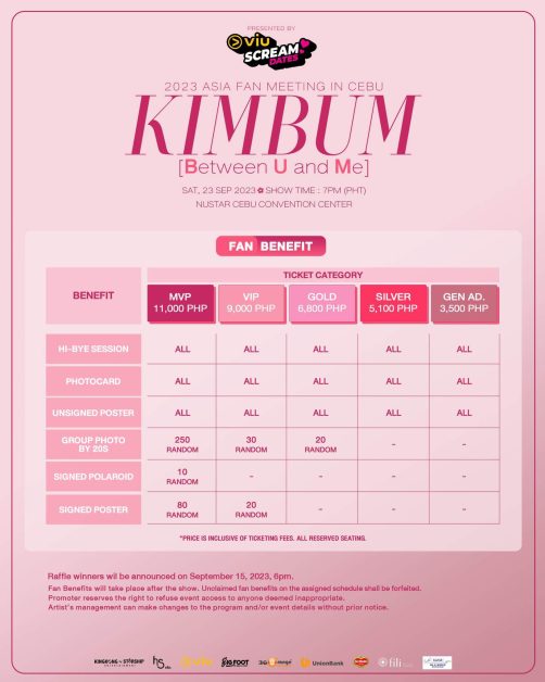 Kim Bum Cebu Fan Benefits