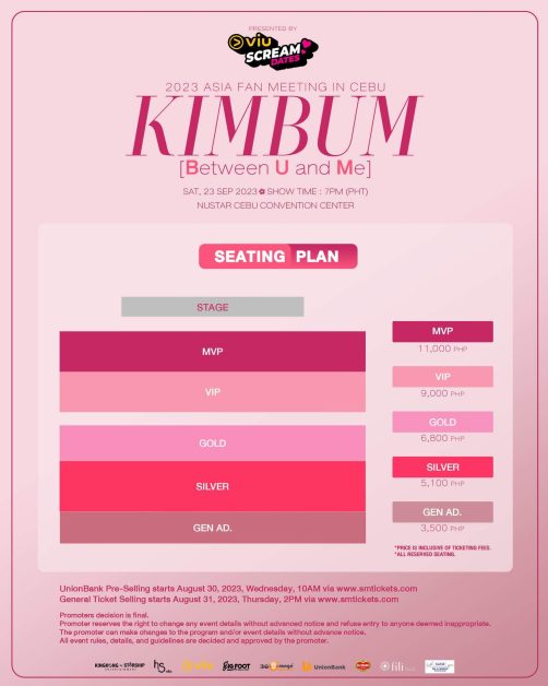 Kim Bum Cebu Seating Plan