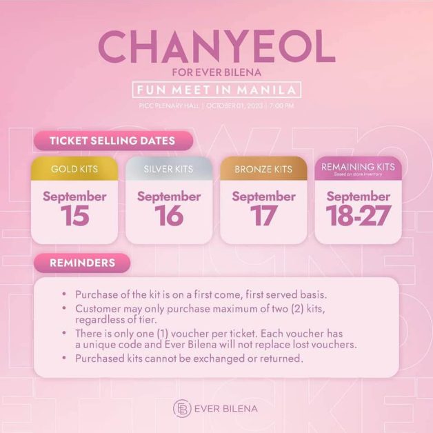 chanyeol fanmeeting manila ticket prices selling dates