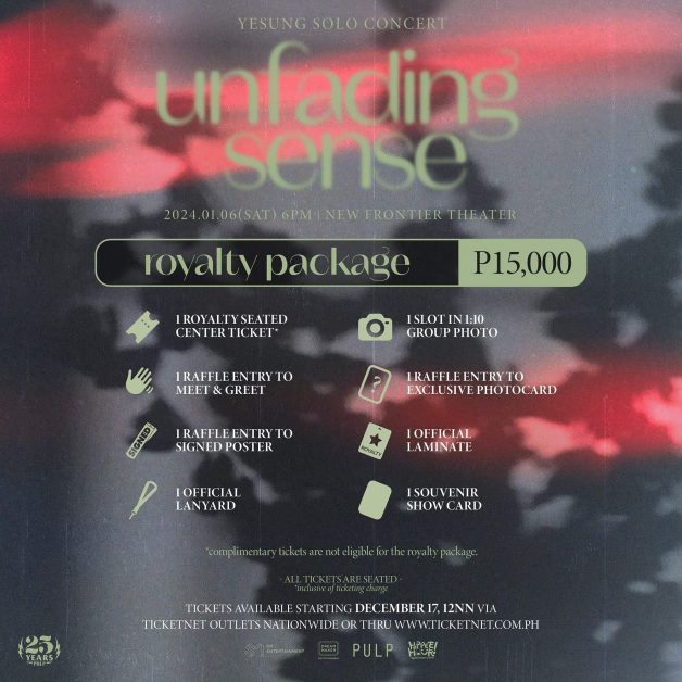 Yesung solo concert Unfading Sense in Manila ticket price
