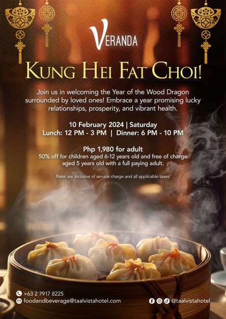 Taal vista hotel chinese new year menu
