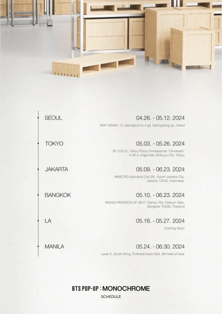 BTS POP UP MONOCHROME schedule
