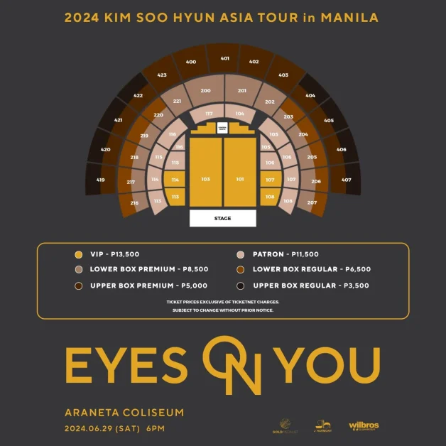 2024 Kim Soo Hyun Asia Tour EYES ON YOU in Manila seat plan ticktet prices