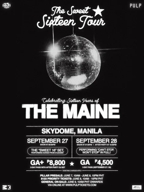 THE MAINE THE SWEET SIXTEEN TOUR IN MANILA 2024