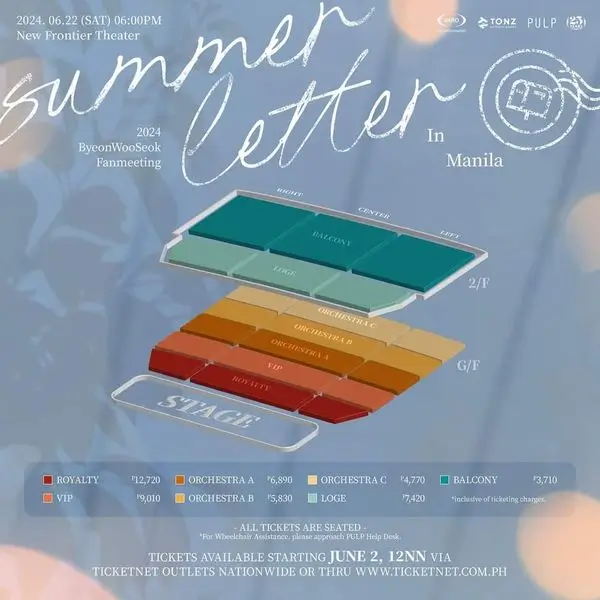 Ticket Prices for Byeon Woo Seok Summer Letter Fanmeeting Manila