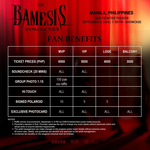 BamBam BAMESIS SHOWCASE TOUR manila fan benefits