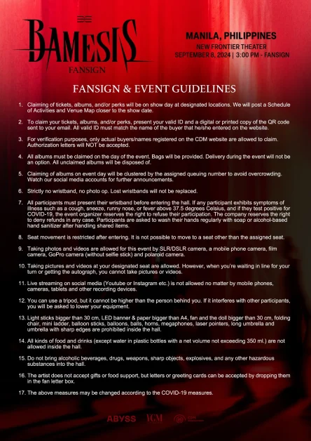 BamBam BAMESIS SHOWCASE TOUR manila fansign guidelines