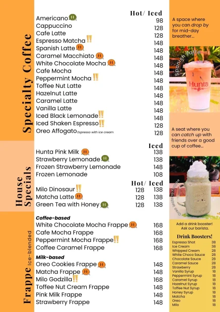 Hunta Cafe Menu 1