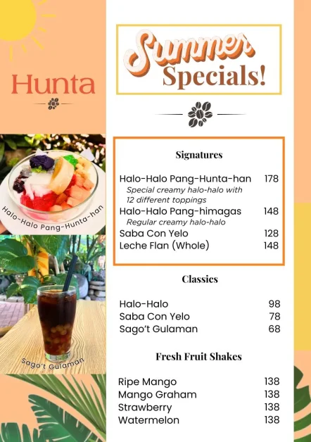 Hunta Cafe Menu 2
