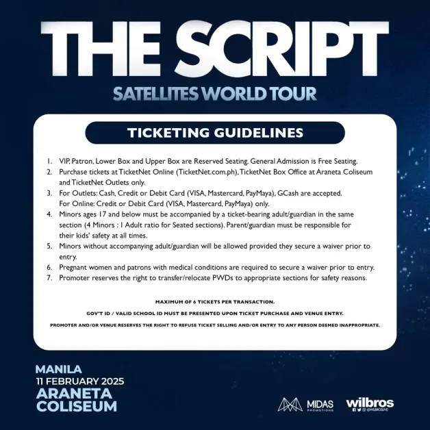 SATELLITES WORLD TOUR manila ticketing guidelines
