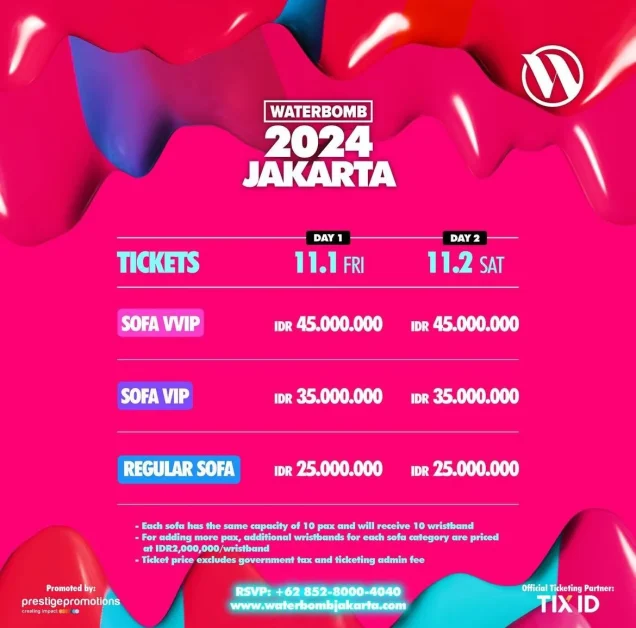 waterbomb jakarta lineup 2024 ticket prices