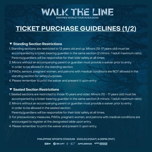 ENHYPEN Walk The Line Bulacan ticket guide lines