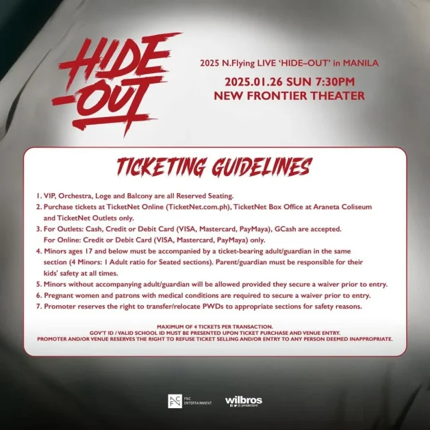 nflying hide out manila concert 2025 ticket guidelines