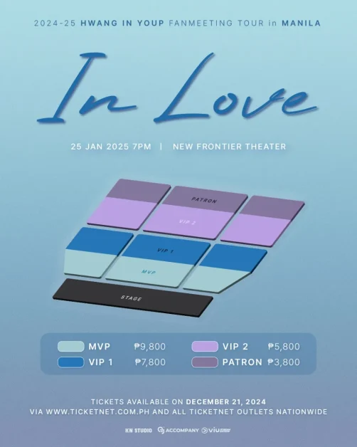 2024 25 HWANG IN YOUP FAN MEETING TOUR IN LOVE in Manila seating plan