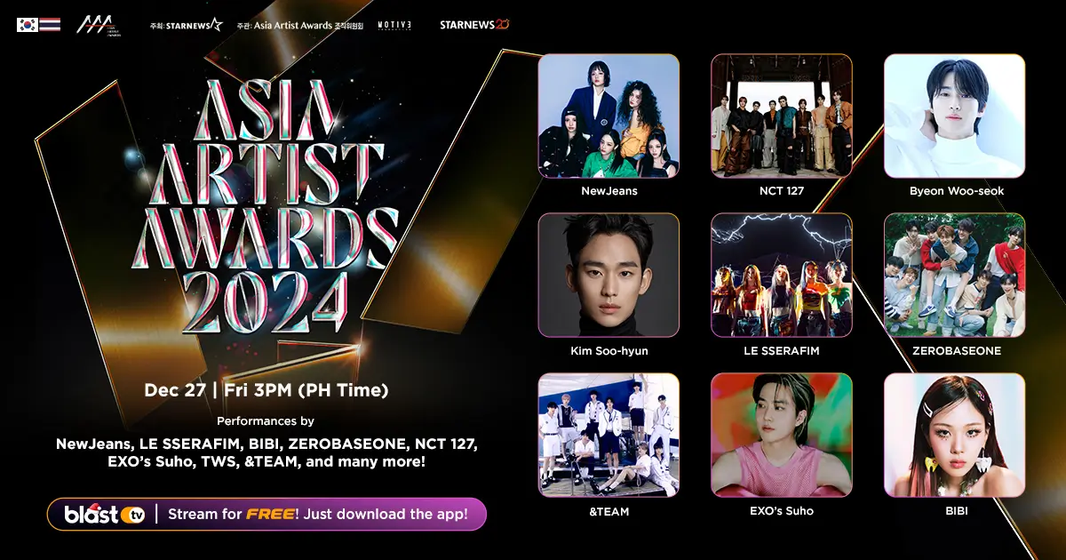 Stream the 2024 Asia Artist Awards (AAA) for FREE on BlastTV This December 27