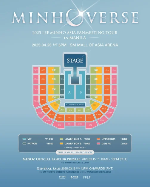 lee minhoverse manila ticket prices and seat plan