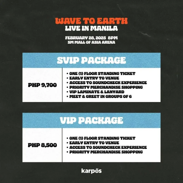Wave to earth manila ticket prices vip package