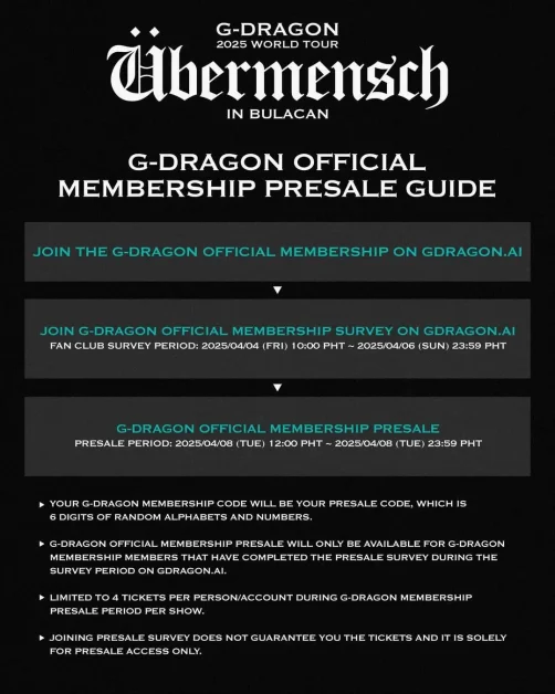 G Dragons Ubermensch concert bulacan membership