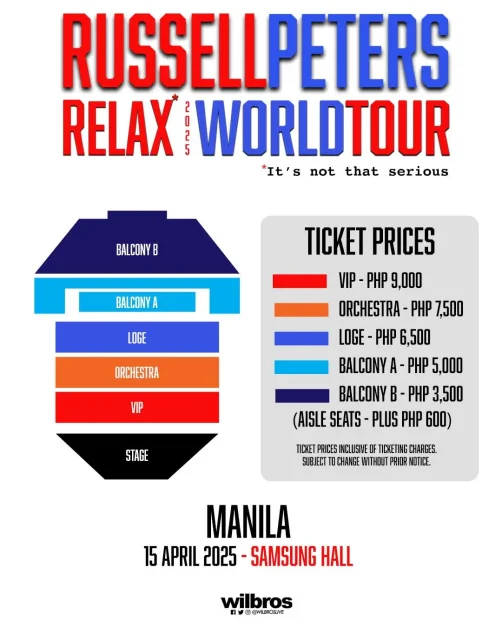 russel peters relax world tour manila ticket prices