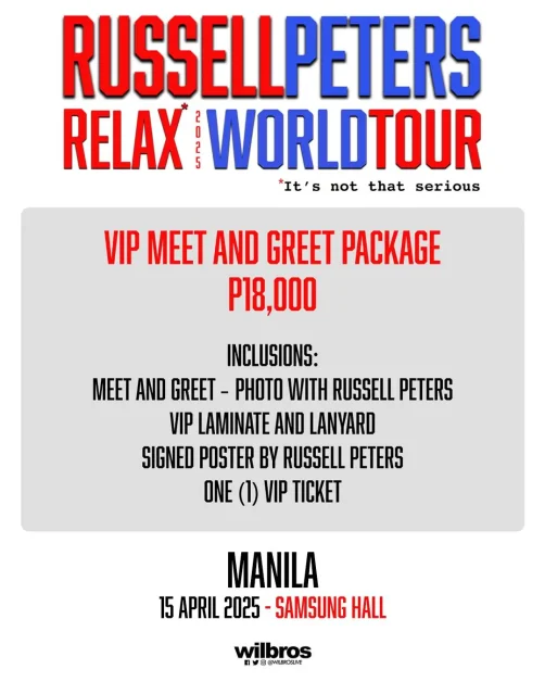 russel peters relax world tour manila vip meet and greet
