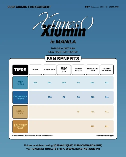 xiumin xtimes manila ticket prices fan benefits
