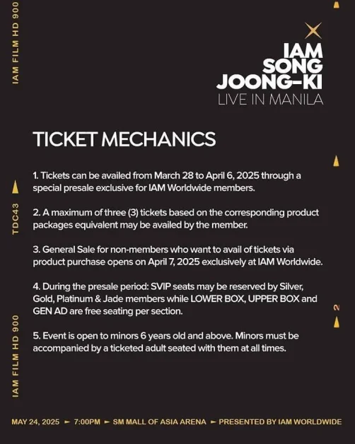 I AM SONG JOONG KI MANILA fan meeting 2025 ticket mechanics