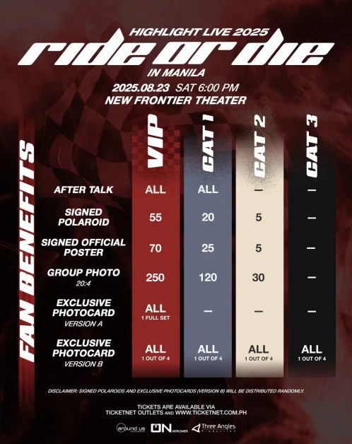 HIGHLIGHT LIVE 2025 RIDE OR DIE IN MANILA fan benefits
