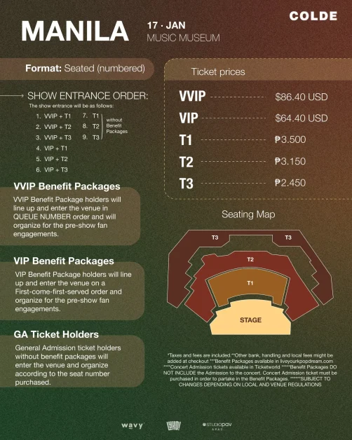colde blueprint tour in manila seat plan and ticket prices