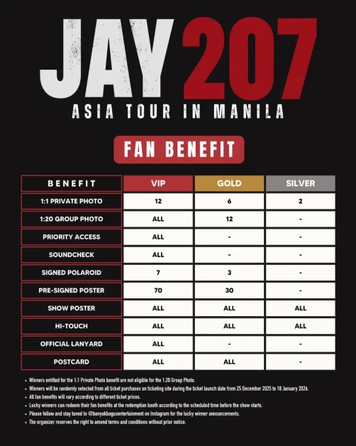 jay 207 tour in manila fan benefits