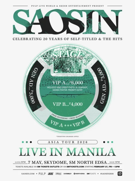 Saosin Manila concert 2026 ticket prices