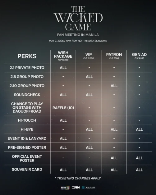 DaouOffroad the wicked game fan meeting in manila ticket and fan perks