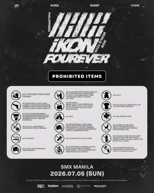 iKON Fourever tour manila 2026 rules