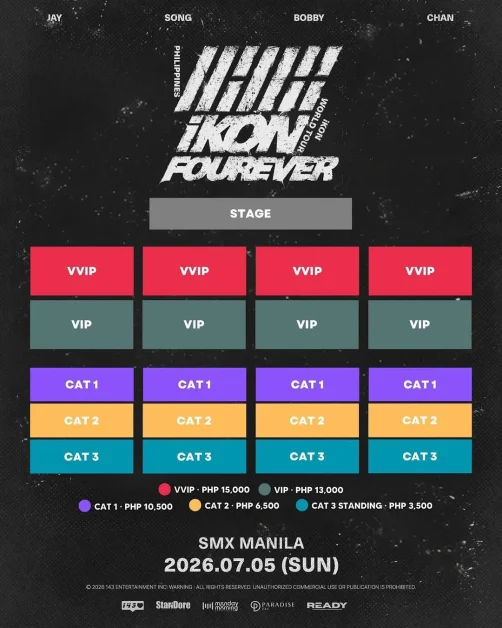 iKON Fourever tour manila 2026 seat plan