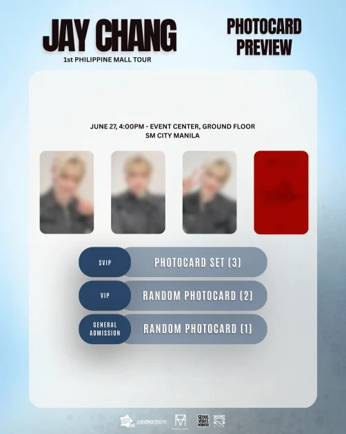 Jay Chang 1st Philippine Tour SM City Manila Photocard Preview