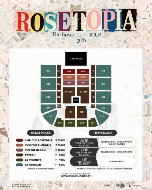 the rose rosetopia in manila 2026 concert ticke prices seat plan