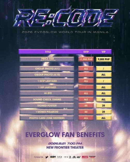 EVERGLOW Manila 2026 ticket prices