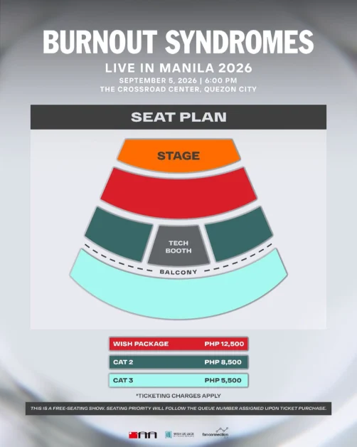 burnout syndromes live in manila 2026 concert seat plan